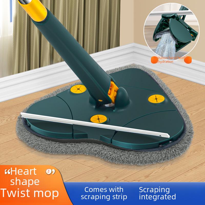 Hands-Free Self-Twisting Triangular Mop for Efficient Ceiling and Home Cleaning