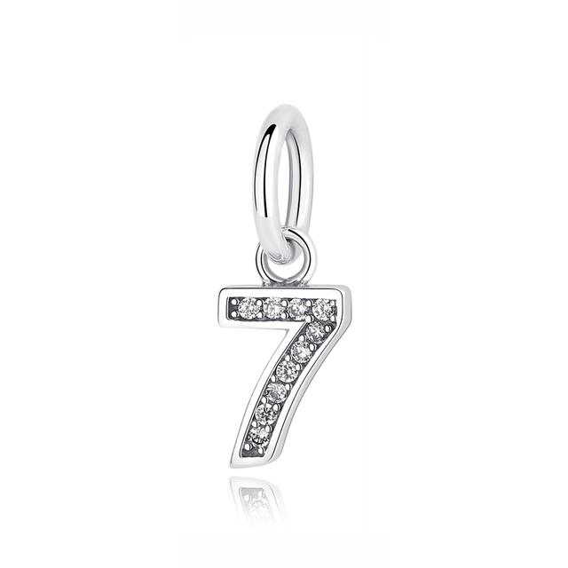 100% 925 Sterling Silver Charm Bead Numbers 0-9 Pendant Charms Fit Fashion Bracelets Necklaces Diy Women Jewelry