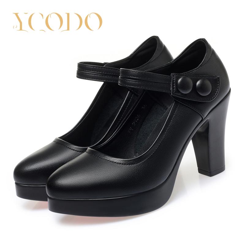 Female and Female Students Spring and Summer Leather Comfortable High-heeled Dress Shoes Mary Jones Ladies