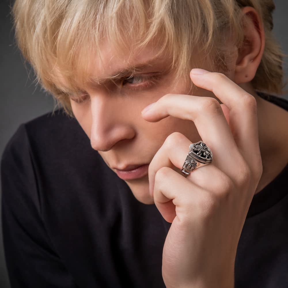 Artemis Kings Кольцо Серебро 925 пробы, один размер, Щит льва, AKR0065, Мужской аксессуар, Ювелирное изделие, Кольцо,