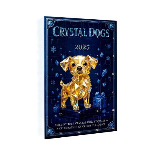 Адвент-календарь «Собаки из искусственного хрусталя» 2025, 24-дневная коробка для отсчета времени с милыми акриловыми фигурками щенков, декор для рождественской елки для любителей собак