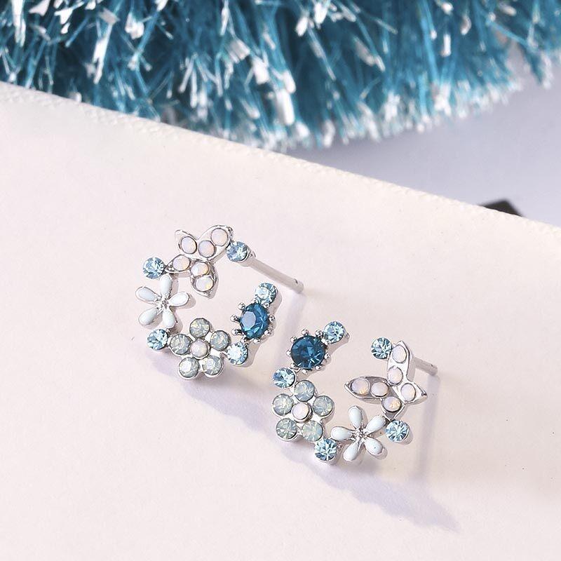 Korean Exquisite Flower Butterfly Earrings For Women Bling AAA Zircon Stud Earring Girl Wedding Party Sweet Jewelry Brincos