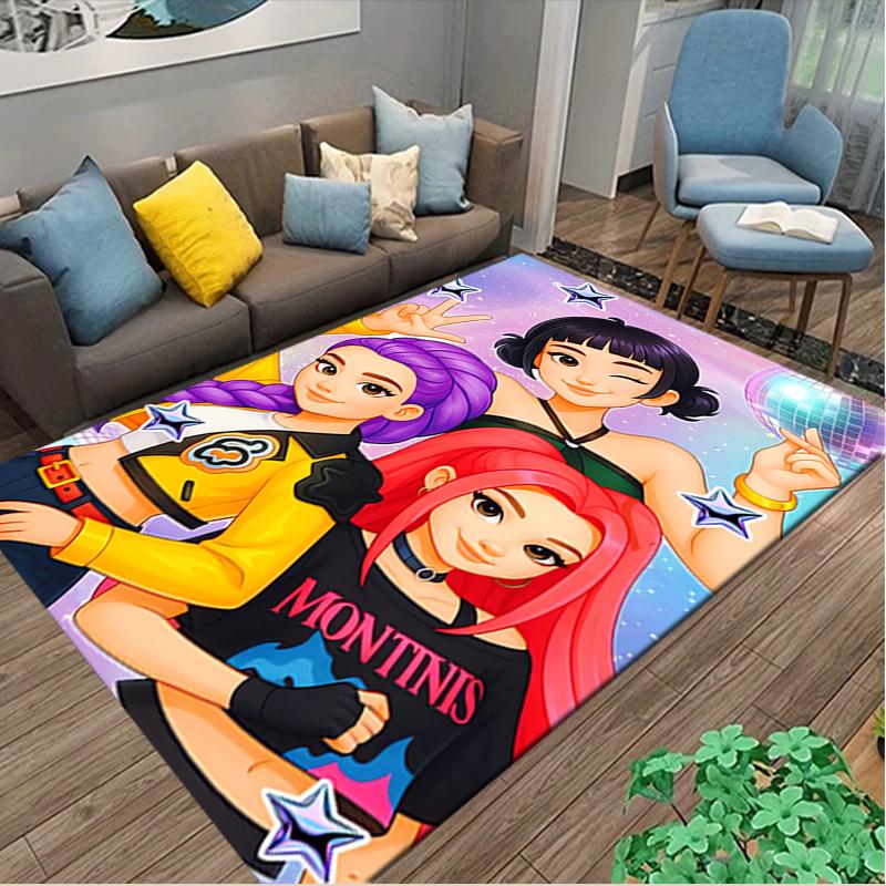 Kpop Demon Hunters Carpet, Non-slip Office Chair Rug, Digital Print Home Area Rug, Unique Festival Decorations