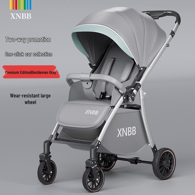 Компактная четырехколесная детская коляска: Сидеть, Лежать, Складывать - Легкий дизайн зонта с амортизацией для возраста 0-3 года.