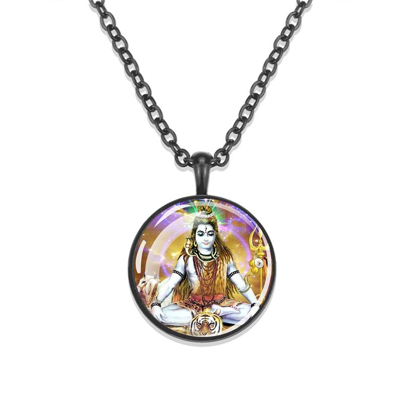 1 шт., черная цепочка в индуизме, ожерелье Вишну и Шива, стеклянный амулет с кабошоном, кулон, индийские украшения