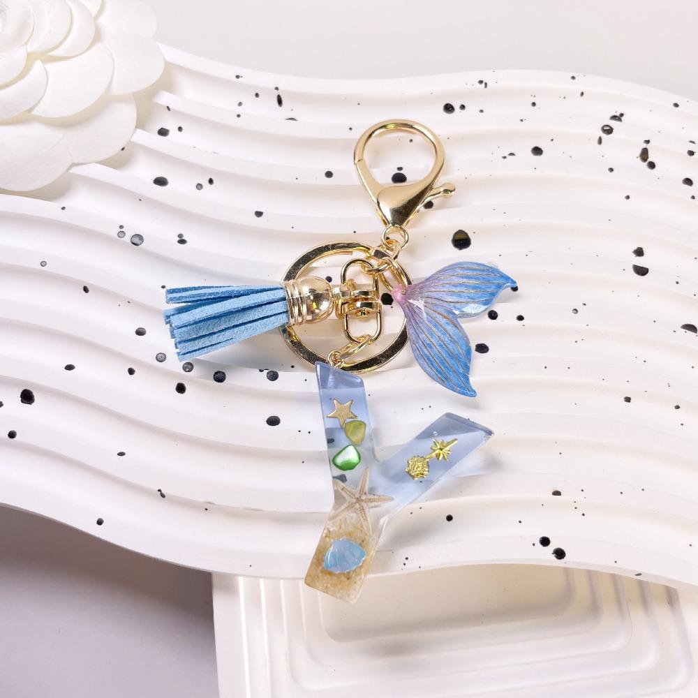 26 Letters Initials Fishtail Pendant Letters A To Z 26 Letter Keychain Jewelry Gift
