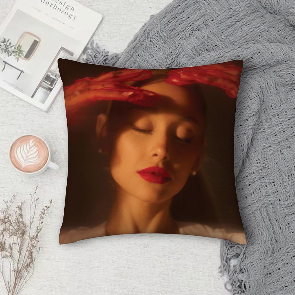 Singer A-Ariana G-Grande Hot Album Pillow Case Square Double-Sided Printing Short Plush Sofa Cushion Cover Bedroom Pillow
