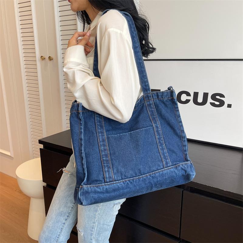 Джинсовая большая сумка Женская сумка через плечо Повседневная сумка через плечо