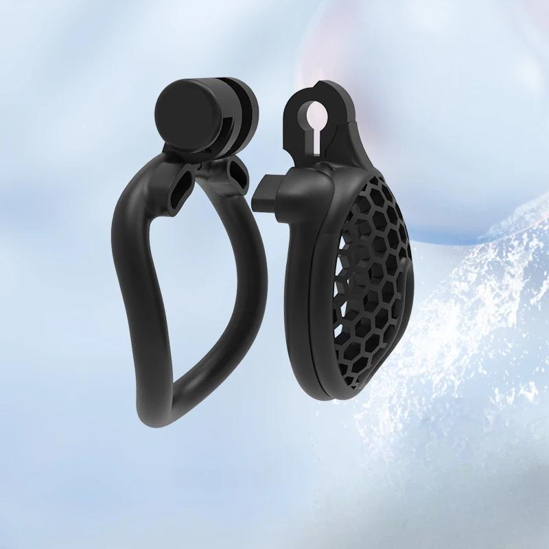 Flat Chastity Lock Bondage Breathable Cock Cage with 4 Rings SM Abstinence Chastity Device Anti Cheating Gay Male Adult Sex Toys