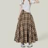 Женская юбка миди в клетку с завышенной талией А-силуэта, с широким подолом, создающая стройнящий эффект, осенне-зимняя юбка