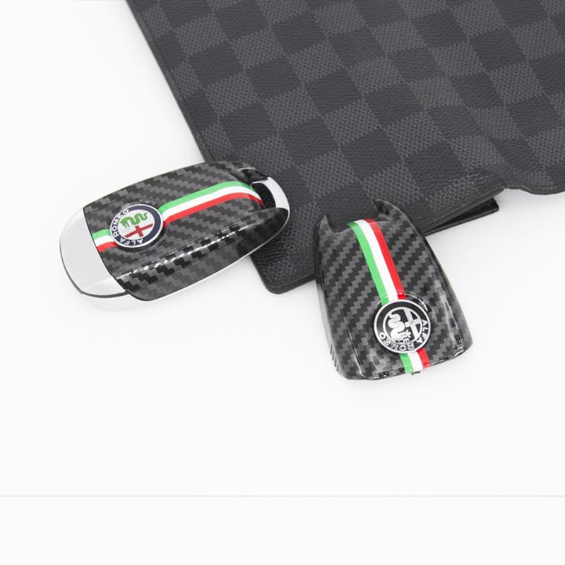 SYENG1 Car Key Cover Replacement Key Case for Alfa Romeo Giulia Stelvio Tonale Carbon Fiber Style