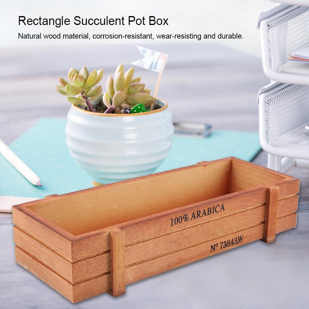 Винтажный Деревянный Цветочный Горшок Прямоугольный Ящик для Хранения на Рабочий Стол Дома