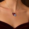 Birthstone Heart Necklace Birth Stone and Flower Pendant Necklace Jan to Dec