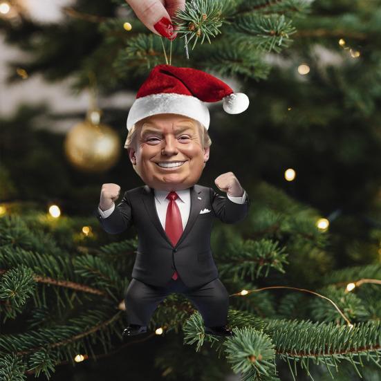 Рождественское украшение Трампа 2D акриловое зеркало заднего вида автомобиля подвеска мультфильм Трамп рождественская елка украшение для двери рюкзака