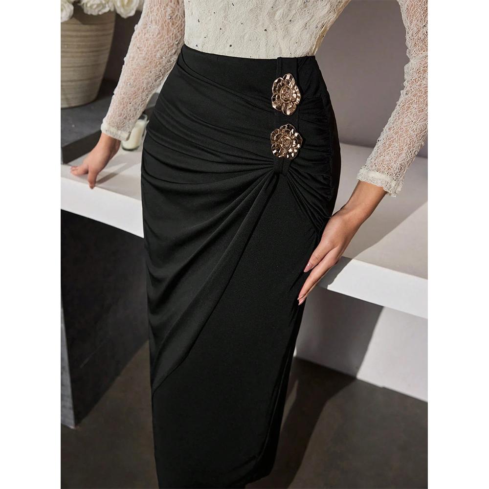 Женская струящаяся модная юбка однотонная плиссированная длинная юбка