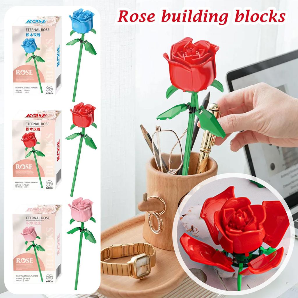Rose Bouquet Building Block Set, Home Decoration Roses, Everlasting Bouquet Valentine's Day Gift For Her,