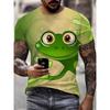 Men's Summer Elasticity Comfort Plus Size 3D Casual Frog Printed T-shirt- Soft Medium Stretch Polyester Fabric Summer Mens Relaxed Fit Clothing