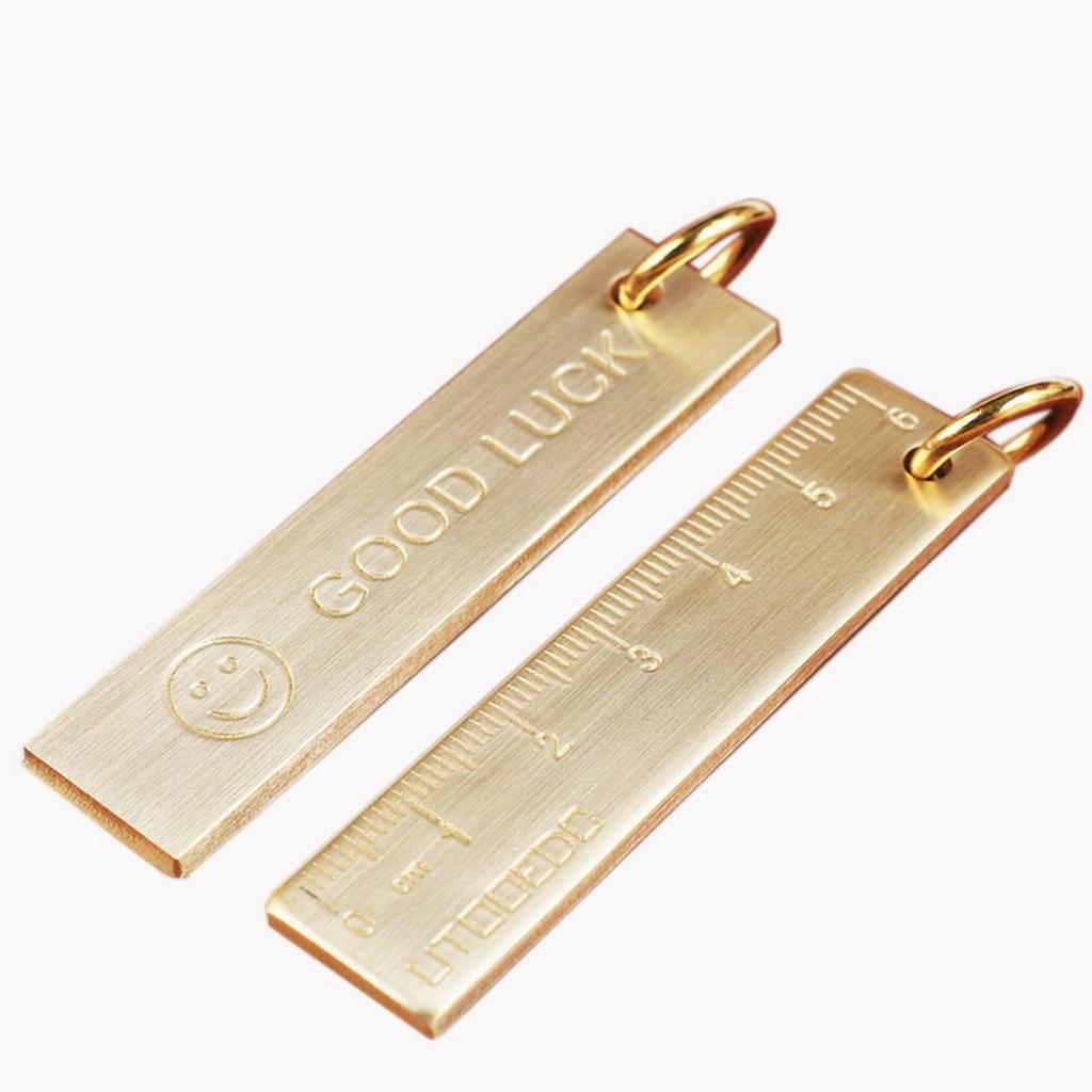 6cm Pure Copper Ruler Keychain Decoration