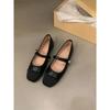 Women Spring Square Head Flat Mary Jane Shoes Autumn Shallow Mouth Elegant French Single Shoes