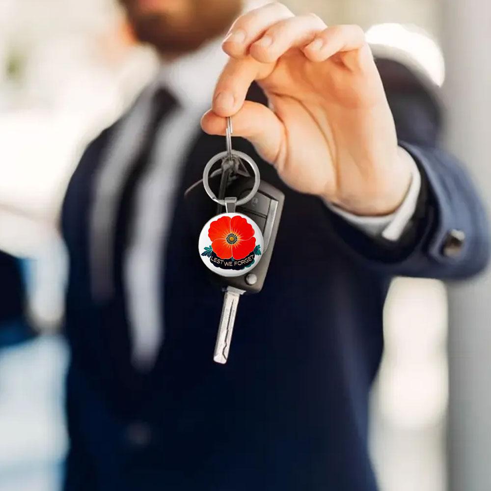 1 шт. Винтажный брелок с маком «Помним», дизайн с красными маками, брелок для ключей автомобиля, аксессуары, сувенир на память, подарок для мужчины, женщины