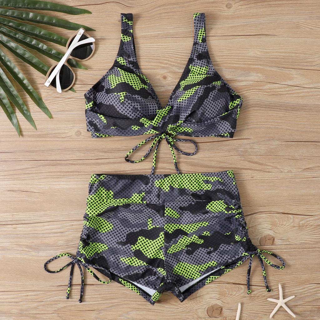 Women's Split Fashion Sexy Bikini Print With Breast Pad Without Steel Bracket Swimsuit