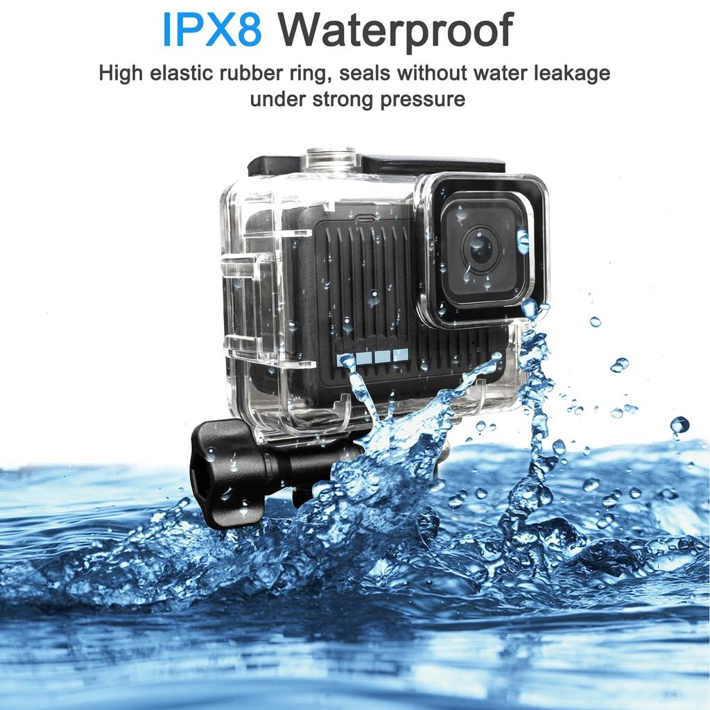 FitStill Underwater Waterproof Diving Housing Compatible with Go Pro Protective Diving Case Shell with Mount Hero 4K Accessory Kit 148ft/45m Hero,