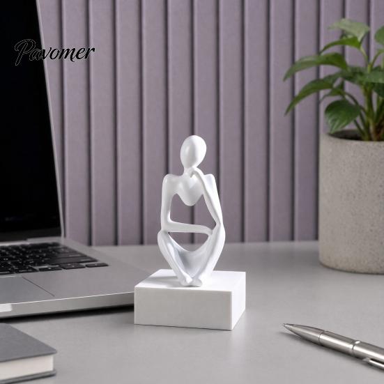 Статуэтка Мыслителя с гладким краем, Современная абстрактная скульптура, 3D-печатная статуэтка, Коллекционная фигурка для дома, офиса, книжной полки, рабочего стола