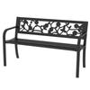 2-Seater Garden Bench in Steel with Decorated Backrest and Armrests, 127x50x75cm, Black