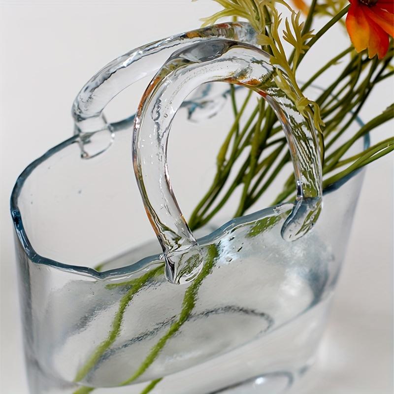Elegant Geometric Handbag Vase - Chic Oblong Glass Decor for Hydroponic & Traditional Arrangements