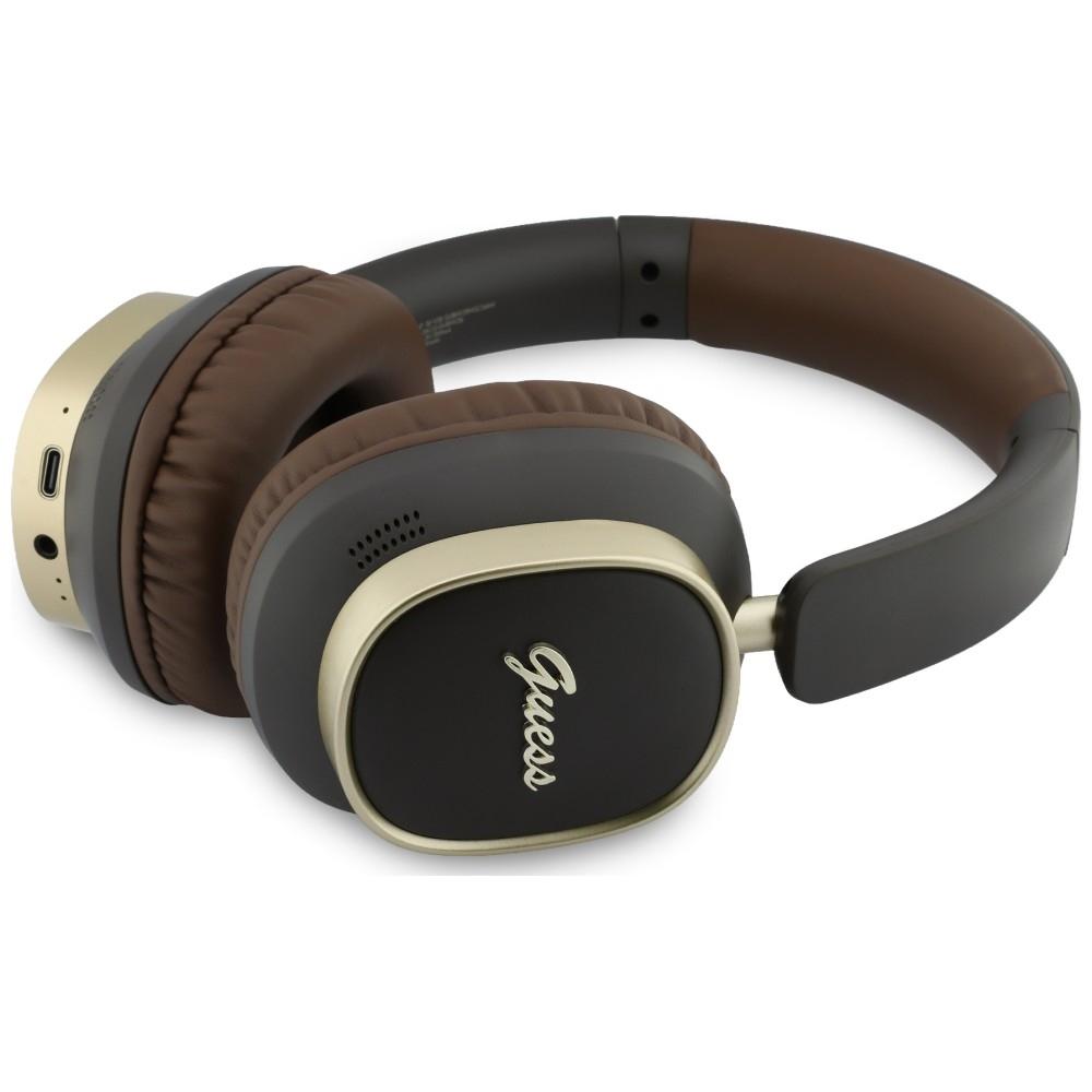 Guess Bluetooth ENC Rectangle Metal Script Brown Over-Ear Headphones