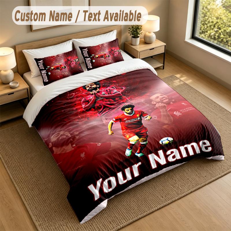 3Pcs Bedding Set Custom Name Text, 1 Sheet 2 Pillowcases Home Bed DecorMohamed Salah