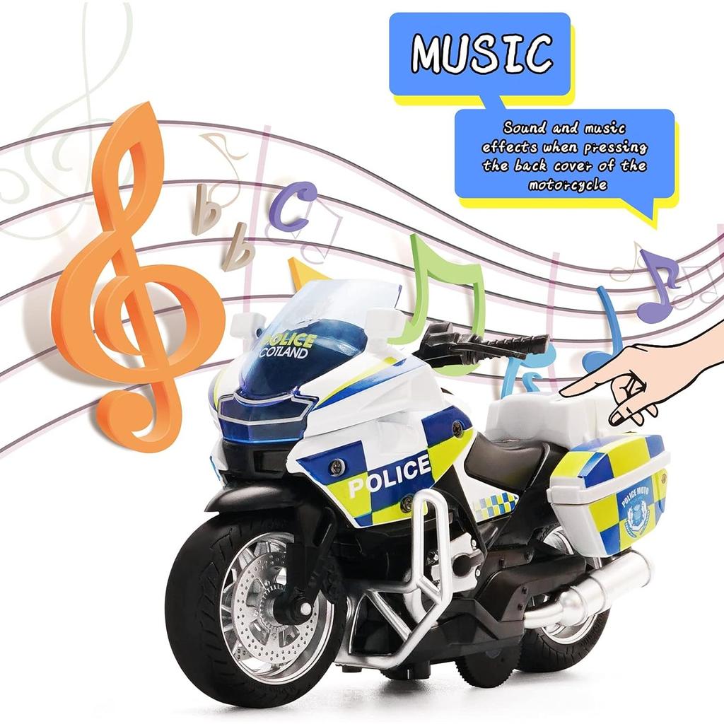 Литые полицейские игрушки для мотоциклов, со световыми и музыкальными игрушками Модель мотоцикла, игрушечный мотоцикл для детей 3-9 лет