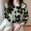 Printed Shirt Women's Plus Size Fashionable Top Stylish Long Sleeved Shirt with Floral Patterns Shirt