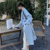 Куртка-ветровка цвета Smog Blue для женщин Весна и осень Новое корейское пальто средней длины с женственным темпераментом Популярное пальто