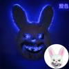 Halloween Luminous Animal Mask Horror Bloody Rabbit Bear Decoration Prop Simulation Fur Mask Role Playing Costume Party Decorati