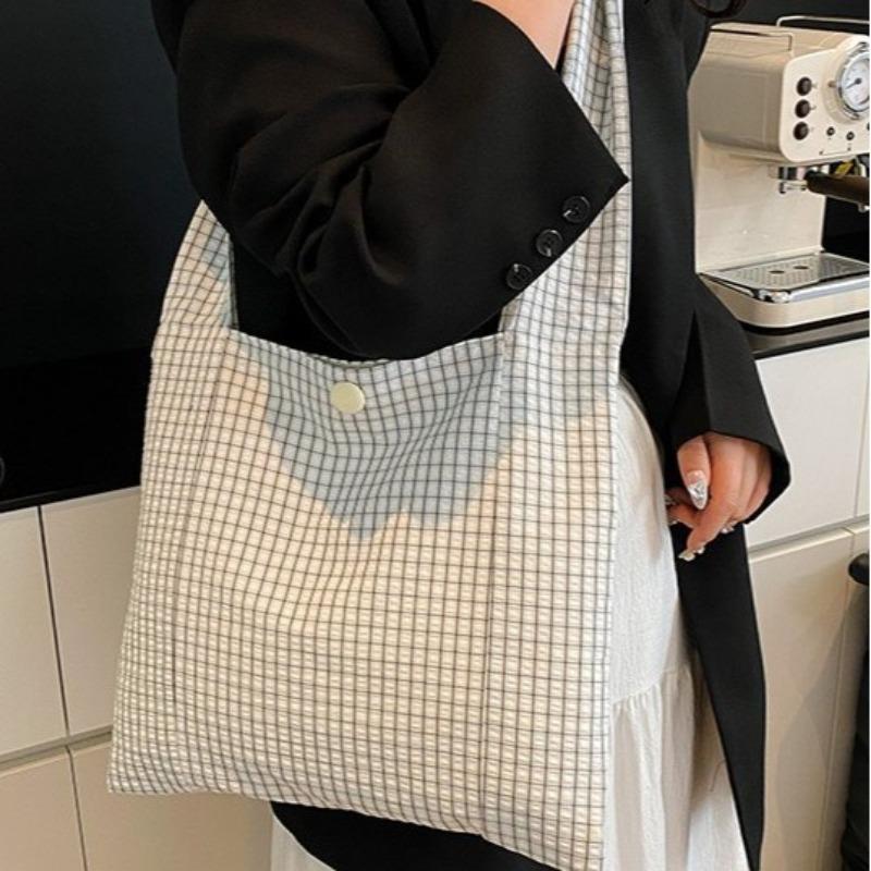 Сумки Холщовые сумки Lazy wind Литературные нишевые сумки под мышкой Новые клетчатые сумки Модные сумки на плечо