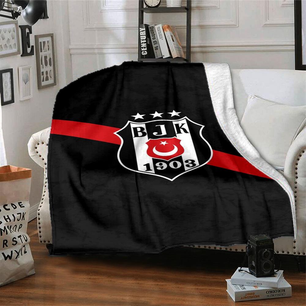 Beşiktaş Logo Print Flannel Blanket High Quality Warm Comfortable Cover for All Seasons Perfect for Gifts Home Decor