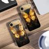 Теплый пламенный бабочка для iPhone 17Pro Max 16 17 Pro 15 Pro 14 13 Plus 12 Mini 11Pro Max XR 16E 17Air Золотой стеклянный чехол для телефона
