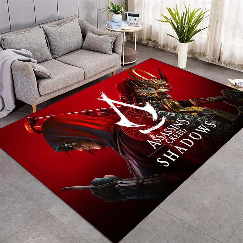 Коврик Assassin's Creed с несколькими главными героями, фон темного леса, нескользящий коврик для пола, стирающийся игровой ковер для спальни геймера, мужская берлога, декор для дома