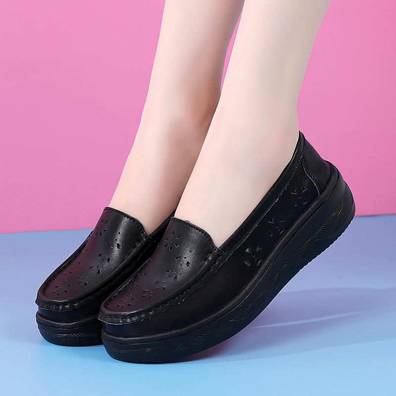 Женские лоферы на платформе, повседневные элегантные черные женские туфли из коровьей кожи, увеличивающие рост, на толстой подошве