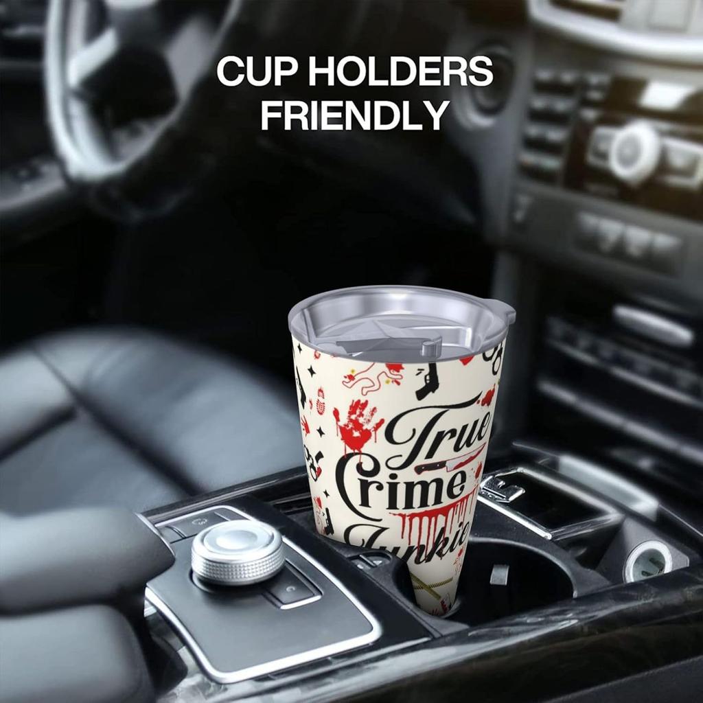 True Crime Tumbler 20oz, Criminal Minds Merch Travel Mugs, Gifts for Serial Killer Lover Tumbler for Men Women, 20oz Coffee Cup for Crime Junkie