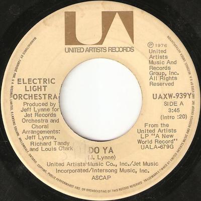 7-дюймовая пластинка ELECTRIC LIGHT ORCHESTRA - Do Ya UAXW939Y United Artists 1976 Канада Рок Б/У