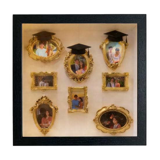 Набор «Сделай сам» Мини-музей: коробка-силуэт со светом, фоторамки «Мини-музей» с выпускными шапочками, витрина для воспоминаний для выпускников