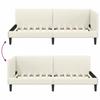 L shaped bed frame with headboard cream 90 cm x 190 cm velvet