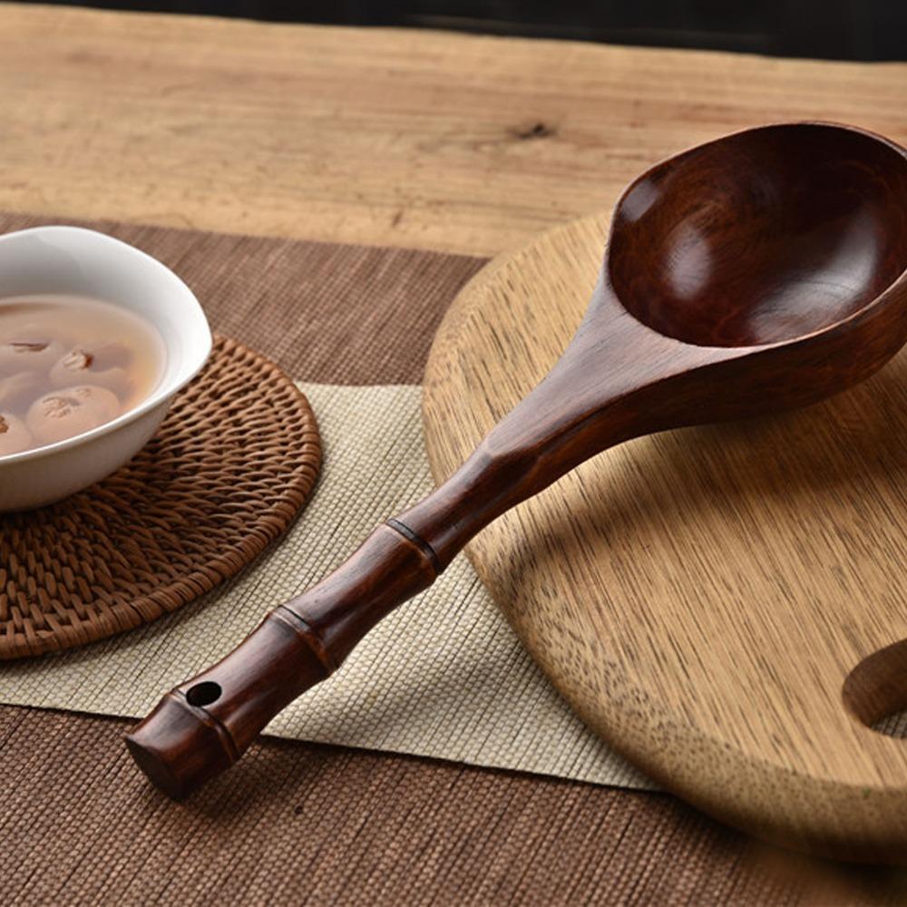 Textured Grip Bamboos Joint Ladle Long Handle Household Dipper Hanging Grain Scoop Rice Cleaning