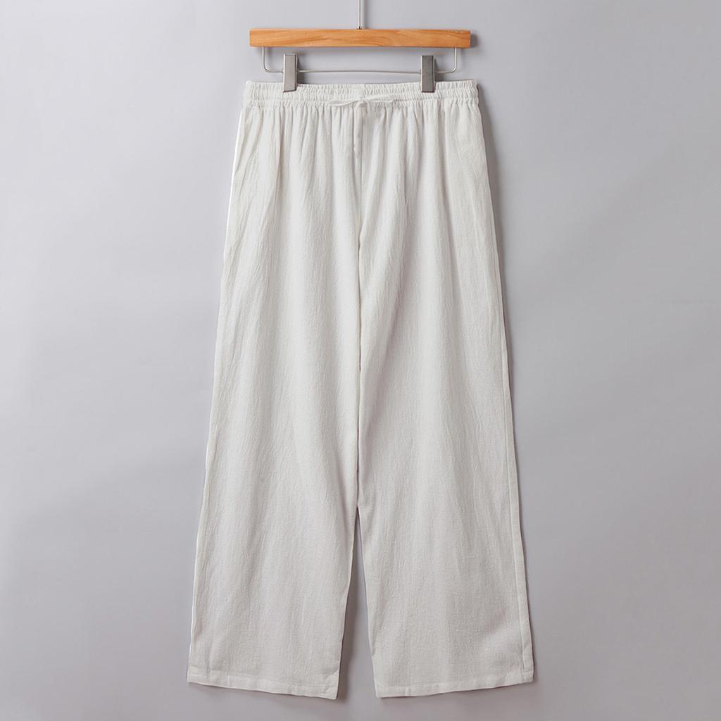 Мужские повседневные брюки больших размеров со свободным шнурком, льняные дышащие спортивные брюки для мужчин
