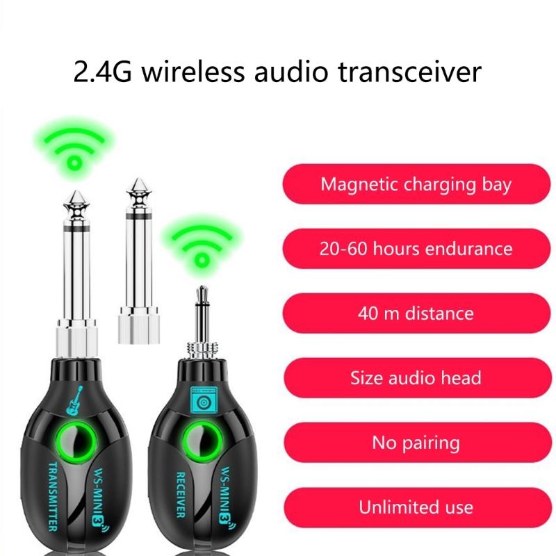 2,4 ГГц Аксессуары для электрогитары Беспроводная система передатчика и приемника для беспроводного усилителя Гитарные разъемы