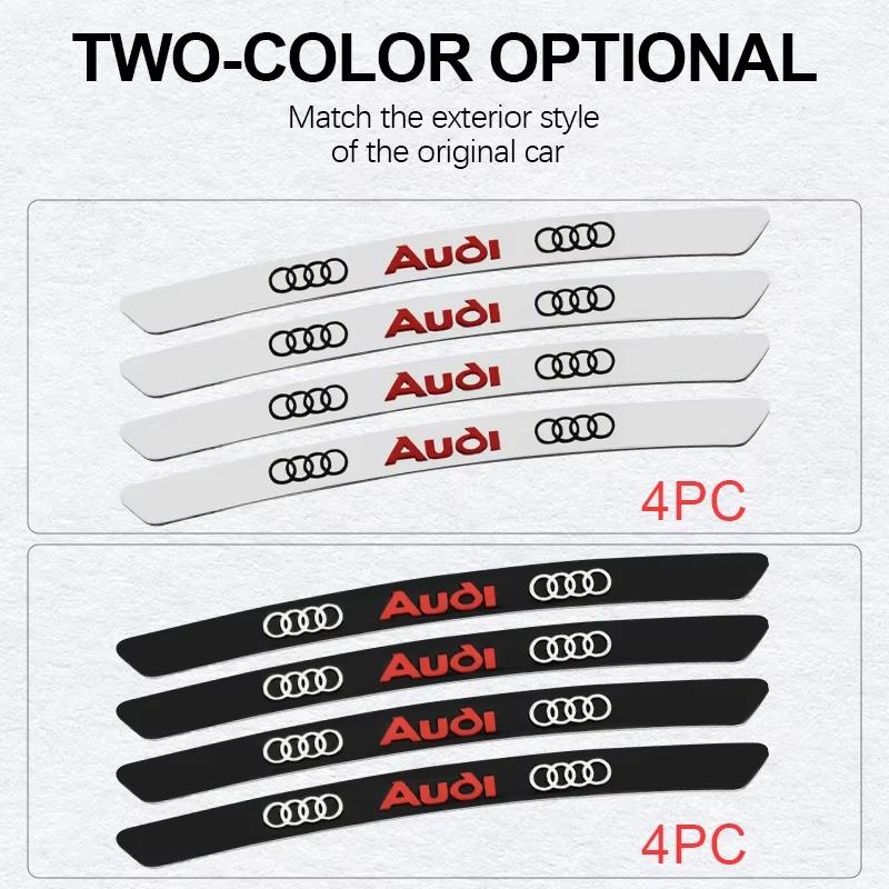 4pcs Car Wheel Hub Stickers Tire Rim Decorative Auto Logo Sticker For B Quattro TT RS Sline ABT 2.0 3.0 TDI 35TFSI A1 A2 A3