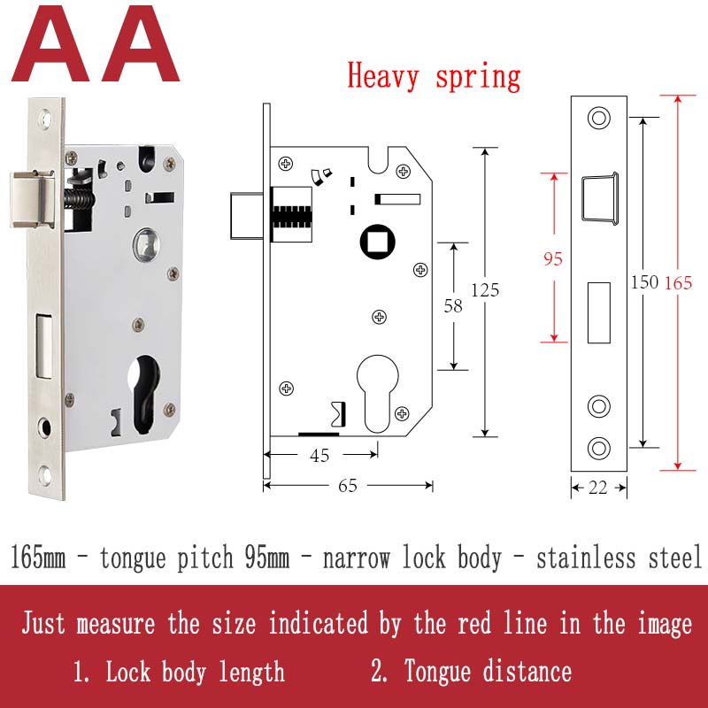 Stainless Steel Lock Body Lock Core Indoor Bedroom Lock Tongue Lock Universal Type Room Household Silent Wooden Door Lock