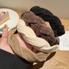 Модная плетеная повязка на голову в Корейском стиле, однотонный обруч с узлом, высококачественная тканевая лента для волос с широким боковым краем